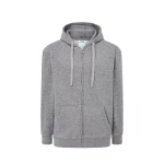 Sudadera gris con cremallera y capucha en algodón y mezcla de poliéster reciclado
