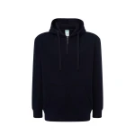Sudadera gris con cremallera y capucha en algodón y mezcla de poliéster reciclado