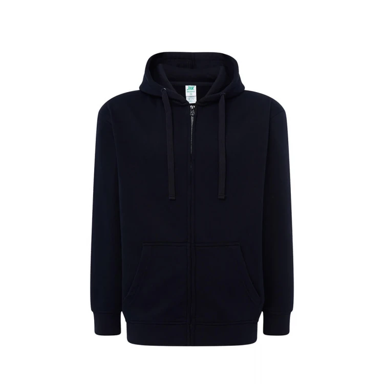 Sudadera gris con cremallera y capucha en algodón y mezcla de poliéster reciclado