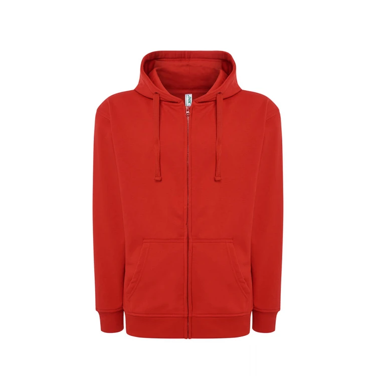 Sudadera gris con cremallera y capucha en algodón y mezcla de poliéster reciclado
