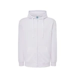 Sudadera gris con cremallera y capucha en algodón y mezcla de poliéster reciclado