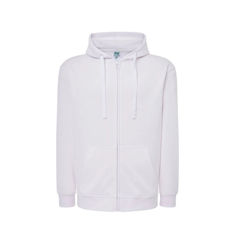 Sudadera gris con cremallera y capucha en algodón y mezcla de poliéster reciclado