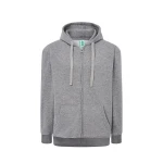 Sudadera hombre JHK con capucha, cremallera íntegra y bolsillos canguro, visible con etiqueta y detalles constructivos
