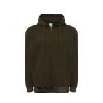 Sudadera hombre JHK con capucha, cremallera íntegra y bolsillos canguro, visible con etiqueta y detalles constructivos