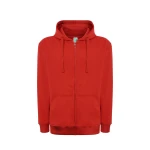 Sudadera hombre JHK con capucha, cremallera íntegra y bolsillos canguro, visible con etiqueta y detalles constructivos