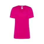 Camiseta mujer JHK mod. Regular cuello en V gris melange personalizable con logo
