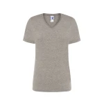 Camiseta mujer JHK mod. Regular cuello en V gris melange personalizable con logo