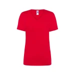 Camiseta mujer JHK mod. Regular cuello en V gris melange personalizable con logo