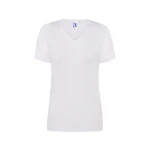 Camiseta mujer JHK mod. Regular cuello en V gris melange personalizable con logo