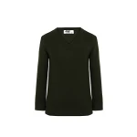 Pullover bambino RUSSELL con scollo a V in viscosa e nylon, finiture a coste, disponibile da personalizzare