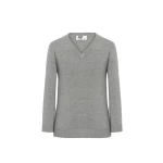Pullover bambino RUSSELL con scollo a V in viscosa e nylon, finiture a coste, disponibile da personalizzare