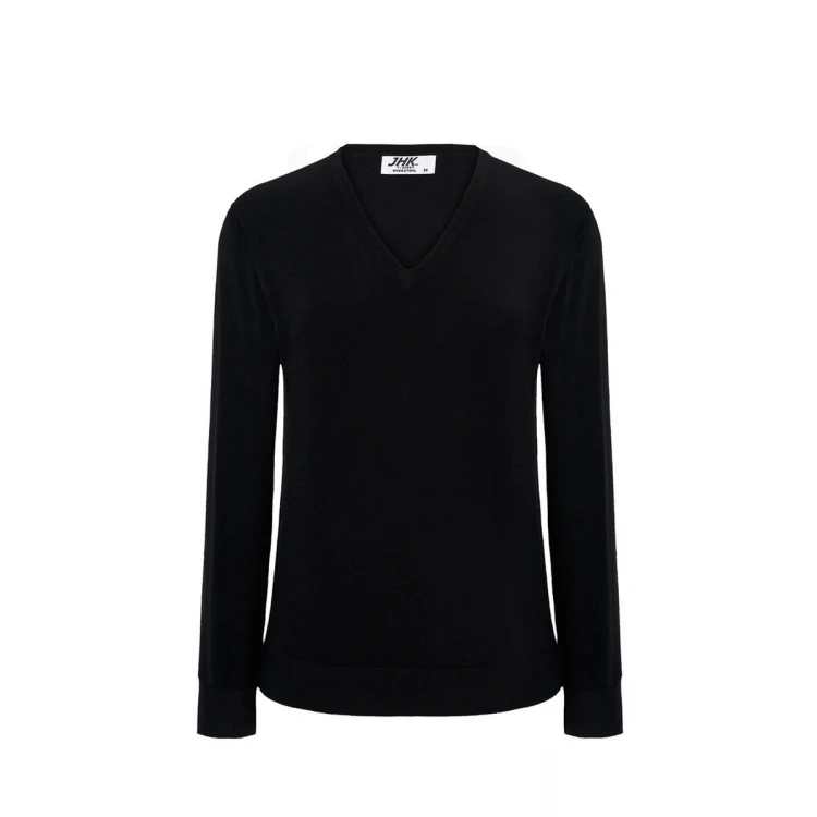 Pullover donna RUSSELL collo a V in viscosa nylon, pronto per personalizzazione con logo