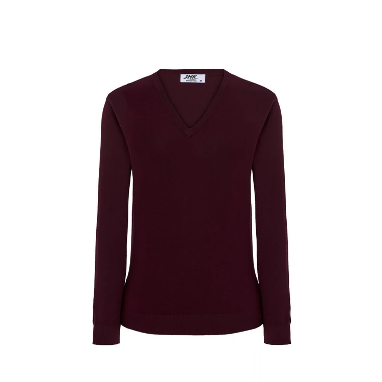 Pullover donna RUSSELL collo a V in viscosa nylon, pronto per personalizzazione con logo