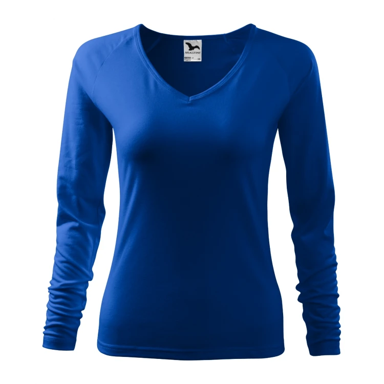 Camiseta mujer MALFINI Elegance en blanco con escote en V, corte ajustado, para personalizar con logo