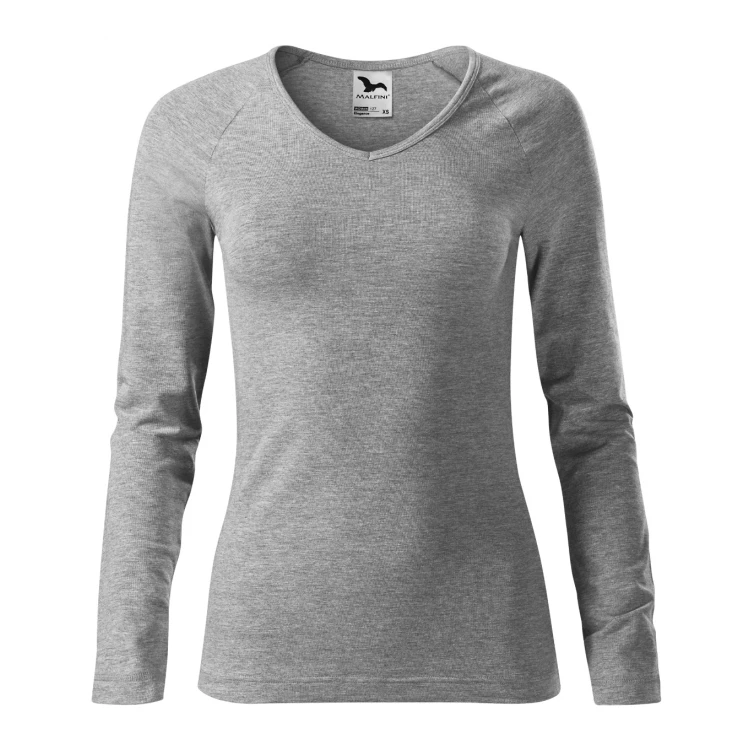 Camiseta mujer MALFINI Elegance en blanco con escote en V, corte ajustado, para personalizar con logo