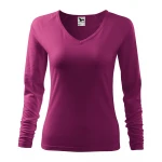 Camiseta mujer MALFINI Elegance en blanco con escote en V, corte ajustado, para personalizar con logo