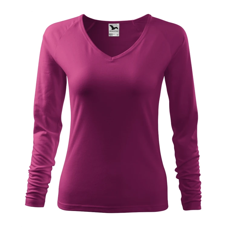 Camiseta mujer MALFINI Elegance en blanco con escote en V, corte ajustado, para personalizar con logo
