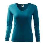 Camiseta mujer MALFINI Elegance en blanco con escote en V, corte ajustado, para personalizar con logo