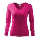 Camiseta mujer MALFINI Elegance en blanco con escote en V, corte ajustado, para personalizar con logo