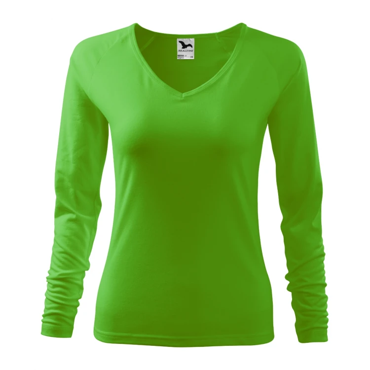 Camiseta mujer MALFINI Elegance en blanco con escote en V, corte ajustado, para personalizar con logo