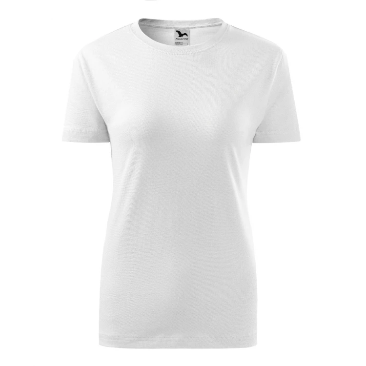 Camiseta mujer MALFINI Classic en algodón 100%, corte ajustado y cuello redondo fino, disponible para personalizar