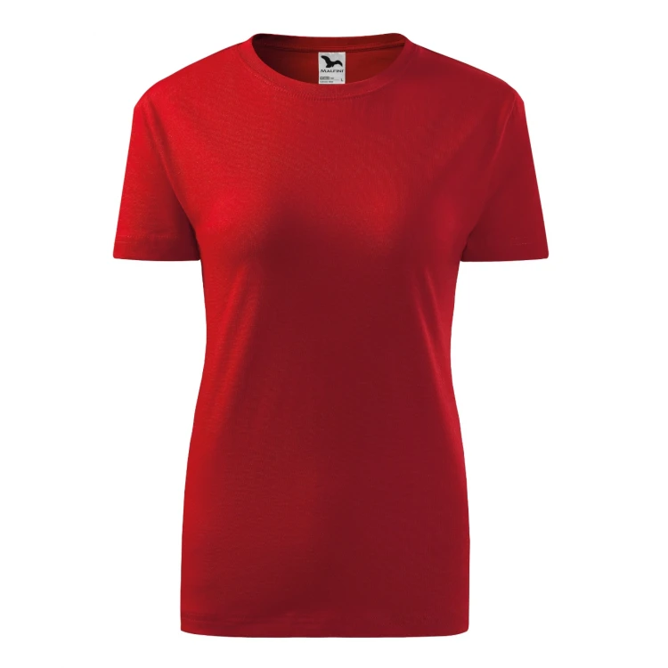Camiseta mujer MALFINI Classic en algodón 100%, corte ajustado y cuello redondo fino, disponible para personalizar