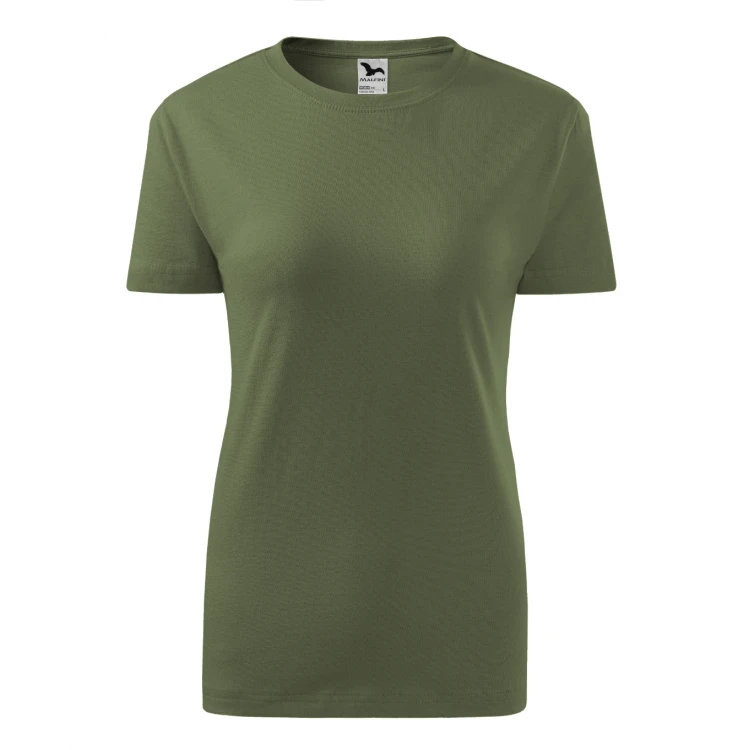 Camiseta mujer MALFINI Classic en algodón 100%, corte ajustado y cuello redondo fino, disponible para personalizar