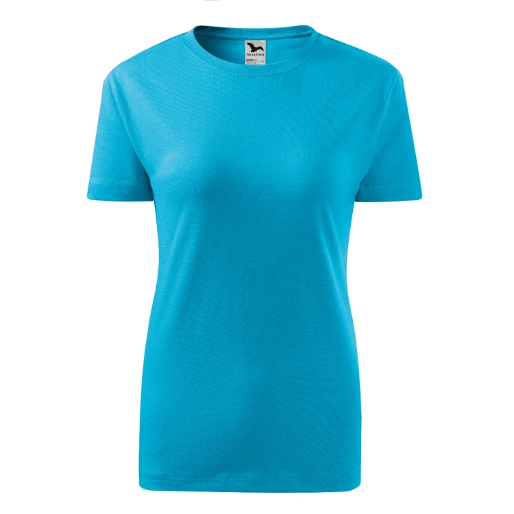 Camiseta mujer MALFINI Classic en algodón 100%, corte ajustado y cuello redondo fino, disponible para personalizar