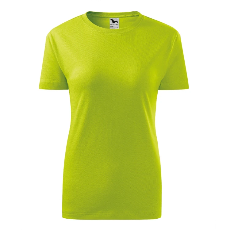 Camiseta mujer MALFINI Classic en algodón 100%, corte ajustado y cuello redondo fino, disponible para personalizar