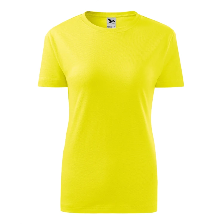 Camiseta mujer MALFINI Classic en algodón 100%, corte ajustado y cuello redondo fino, disponible para personalizar