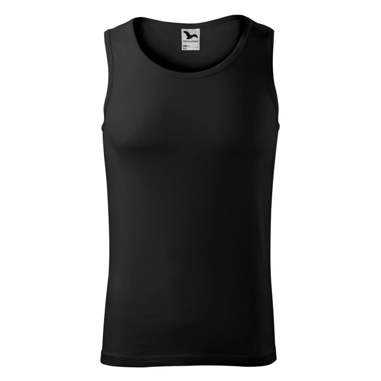 Camiseta sin mangas para hombre en punto liso con cuello y sisas reforzados