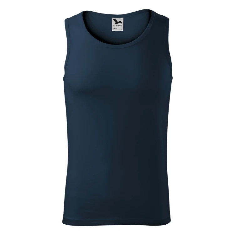Camiseta sin mangas para hombre en punto liso con cuello y sisas reforzados