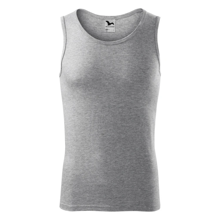 Camiseta sin mangas para hombre en punto liso con cuello y sisas reforzados