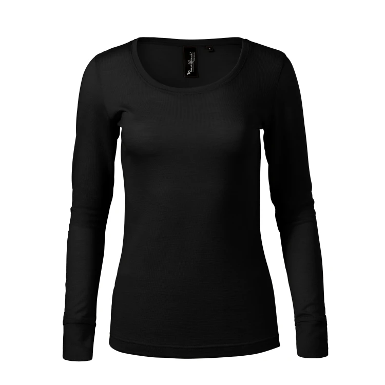 Camiseta de mujer manga larga en lana merino extrafina para personalizar con logo