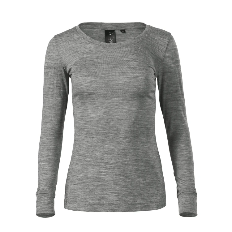 Camiseta de mujer manga larga en lana merino extrafina para personalizar con logo