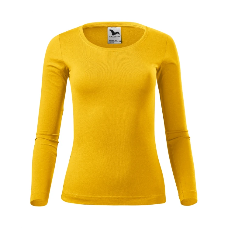 Camiseta de manga larga MALFINI Fit-T LS para mujer con escote profundo y corte entallado, disponible para personalizar