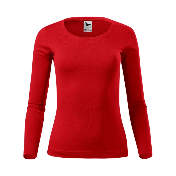Camiseta de manga larga MALFINI Fit-T LS para mujer con escote profundo y corte entallado, disponible para personalizar