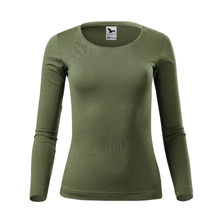 Camiseta de manga larga MALFINI Fit-T LS para mujer con escote profundo y corte entallado, disponible para personalizar