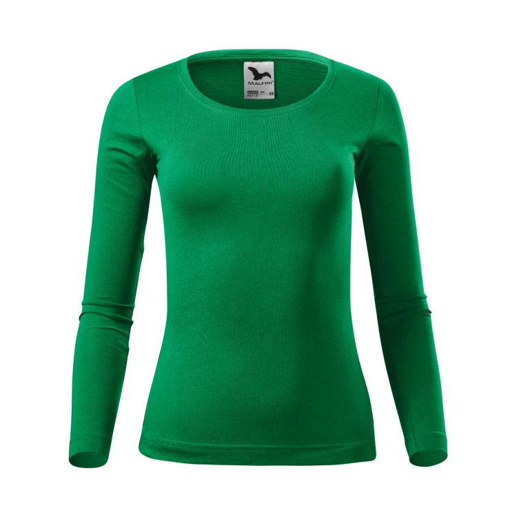 Camiseta de manga larga MALFINI Fit-T LS para mujer con escote profundo y corte entallado, disponible para personalizar