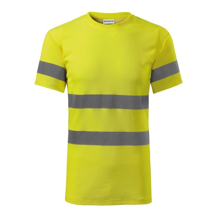 Camiseta fluorescente de alta visibilidad con bandas reflectantes