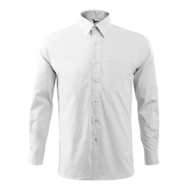 Camisa hombre MALFINI Style LS en popelina algodón 125 g/m² con bolsillo pecho, cuello clásico y manga larga