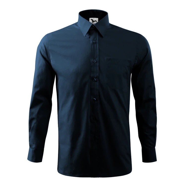 Camisa hombre MALFINI Style LS en popelina algodón 125 g/m² con bolsillo pecho, cuello clásico y manga larga