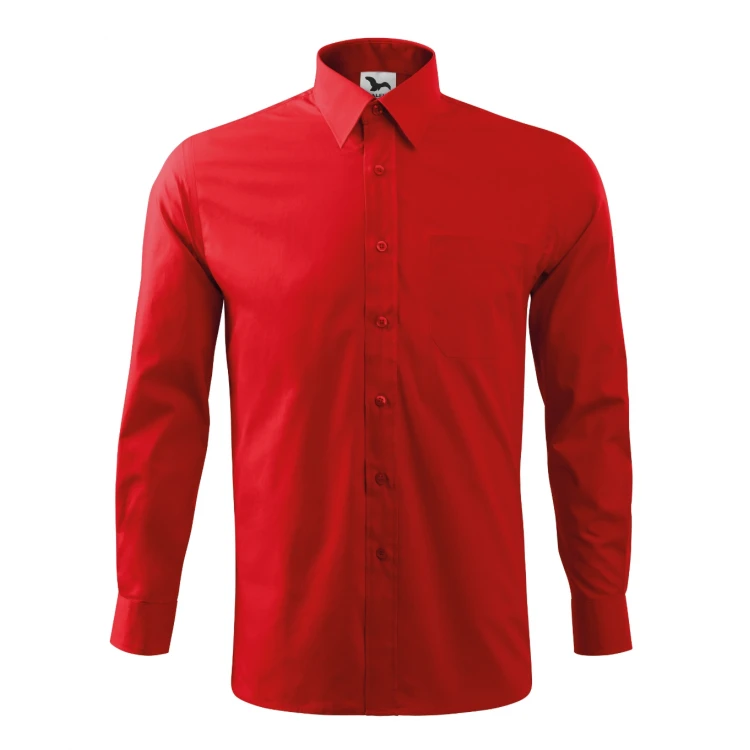 Camisa hombre MALFINI Style LS en popelina algodón 125 g/m² con bolsillo pecho, cuello clásico y manga larga
