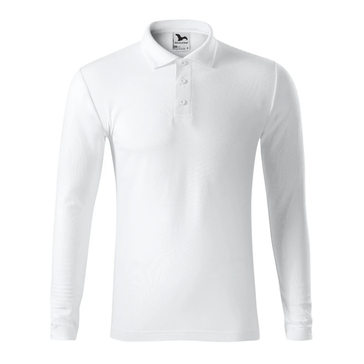 Polo manga larga en piqué MALFINI Piquè LS con cuello nervado, disponible para personalizar con logo empresarial