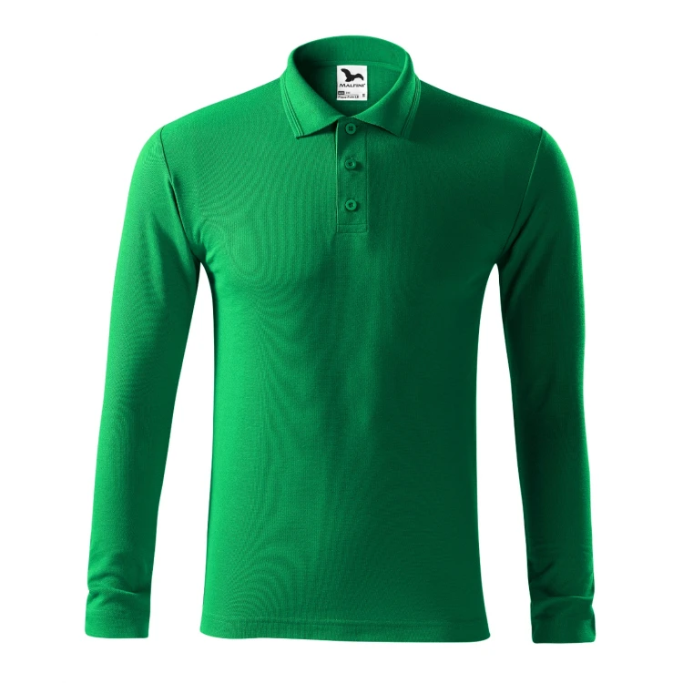 Polo manga larga en piqué MALFINI Piquè LS con cuello nervado, disponible para personalizar con logo empresarial