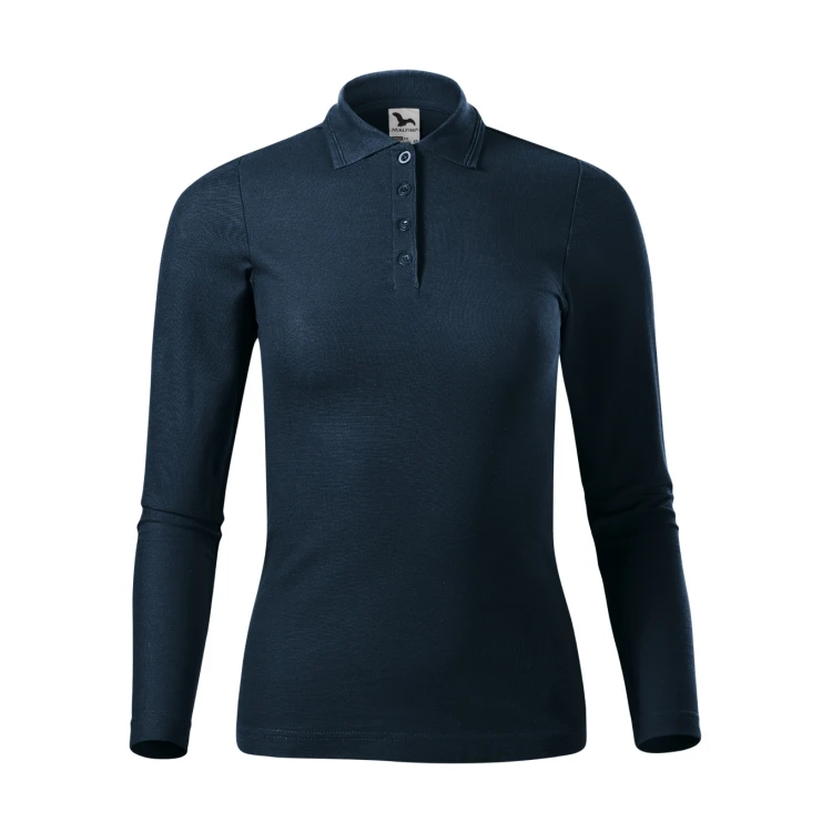 Polo mujer MALFINI Pique LS manga larga con cuello y botones, corte ajustado, lista para personalizar con logo