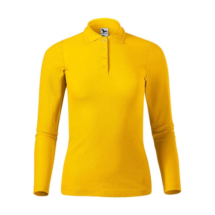 Polo mujer MALFINI Pique LS manga larga con cuello y botones, corte ajustado, lista para personalizar con logo