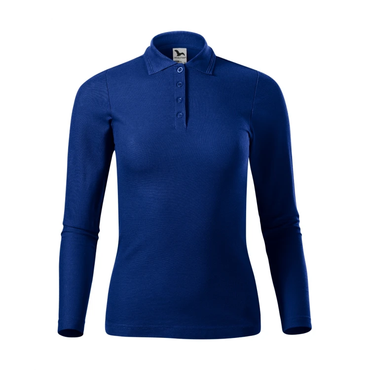 Polo mujer MALFINI Pique LS manga larga con cuello y botones, corte ajustado, lista para personalizar con logo