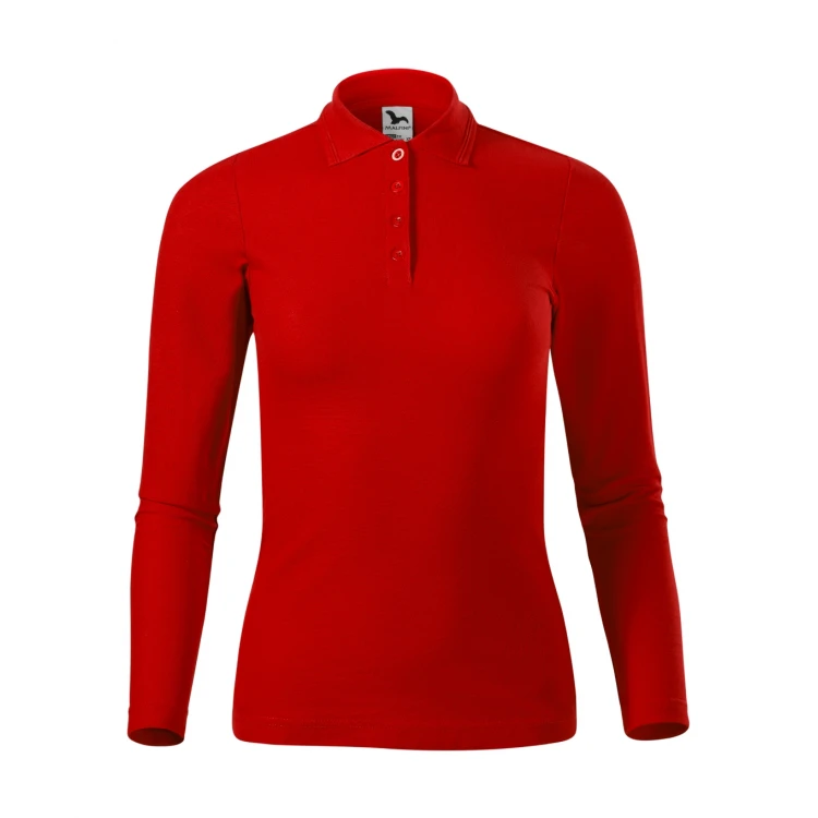 Polo mujer MALFINI Pique LS manga larga con cuello y botones, corte ajustado, lista para personalizar con logo