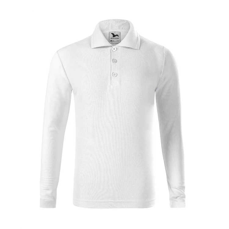 Polo infantil MALFINI Pique LS manga larga con cuello y botones, personalizable con logo